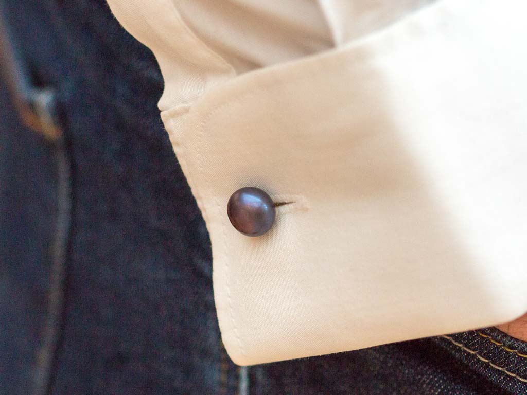 DARK PEARLS | Sterling Silver cufflinks with real Peacock Pearls