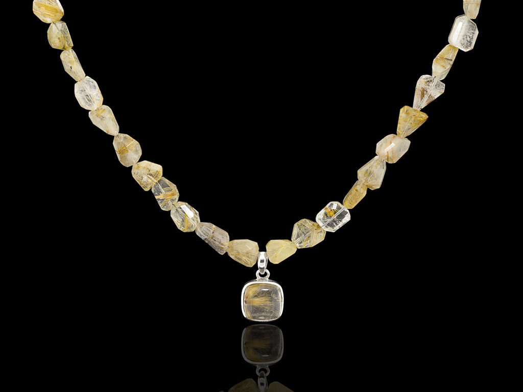 CRYSTALS OF VENUS | Rutilated Quartz necklace set in Sterling Silver (made to order)