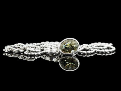 FANCY TOURMALINE | Sterling Silver necklace with a large Green Tourmaline (sold)