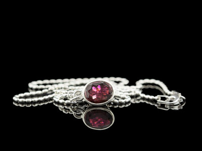 FANCY TOURMALINE | Sterling Silver necklace with a large Pink Tourmaline