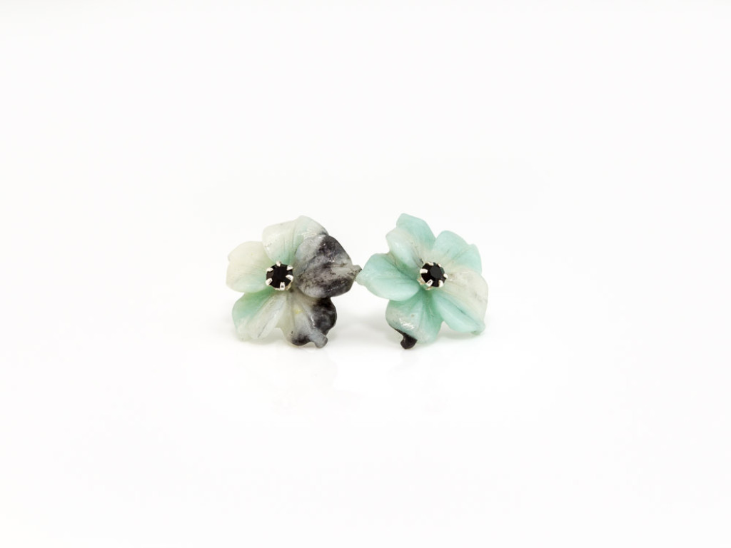 AMAZONITE FLOWERS | Ear studs Sterling Silver with CZ | interchangeable (Sold out)