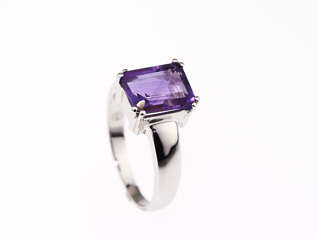OCTAGON AMETHYST | Rhodium plated Sterling Silver ring (Sold out)