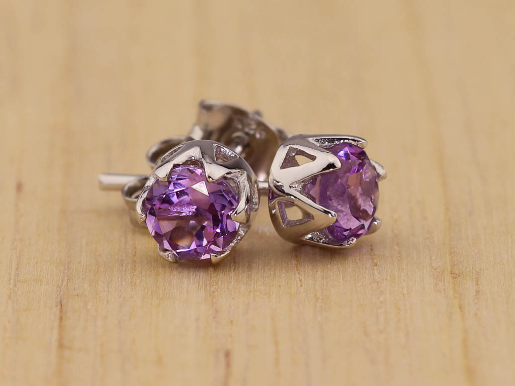 AMETHYST SPARKLE | Rhodium plated Sterling Silver ear studs (sold)