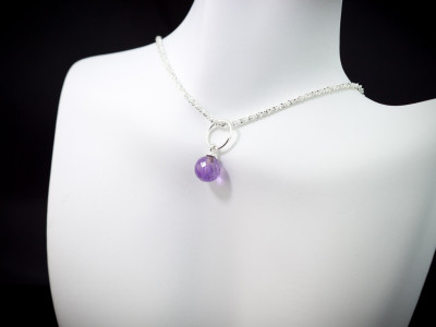 SPARKLE & AMETHYST | Sterling Silver diamond-cut necklace (Sold Out)