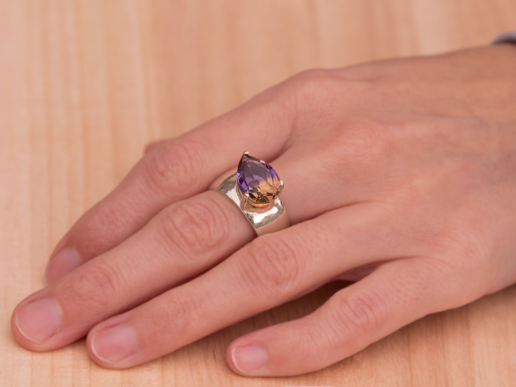DUAL ELEGANCE  CUSTOM| Sterling Silver Cocktail ring with large Ametrine (Sold out)