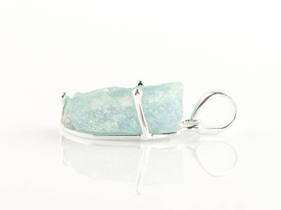 Blue Lagoon Pendant | long raw Aquamarine on polished Sterling Silver (sold out)
