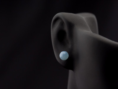 AQUAMARINE SPHERES | Ear studs in solid Gold (made to order)