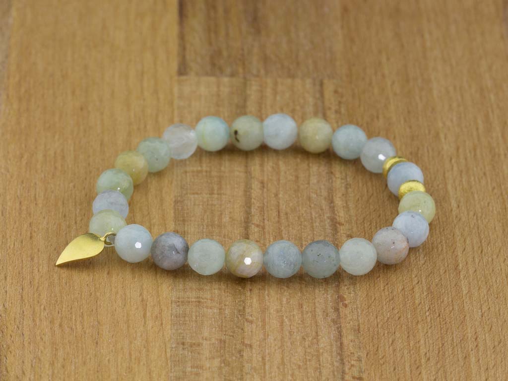 AQUAMARINE BERYL with LEAF | Bracelet with Gold vermeil elements (sold out)