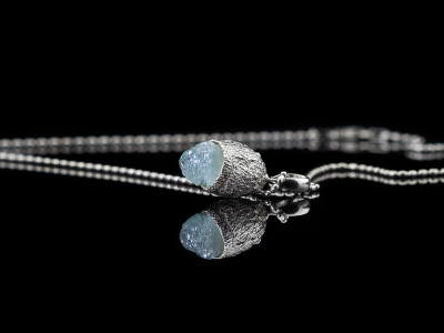 AQUAMARINE ACORN | Sterling Silver necklace (made to order)