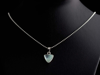 Ocean Blue Aquamarine Triangle necklace | polished Sterling Silver (sold out)