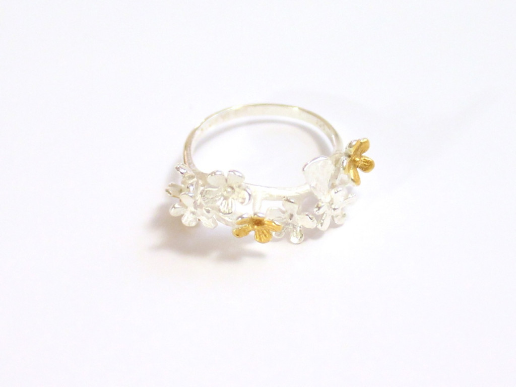 Bouquet of flowers Silver and Gold Ring (made to order)