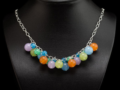 CANDY | necklace Sterling Silver with genuine Chalcedony spheres (sold out)