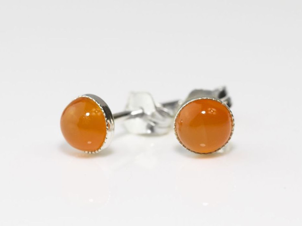 Orange Glow earstuds | Sterling Silver with Carneol semi-precious stone (Sold Out)