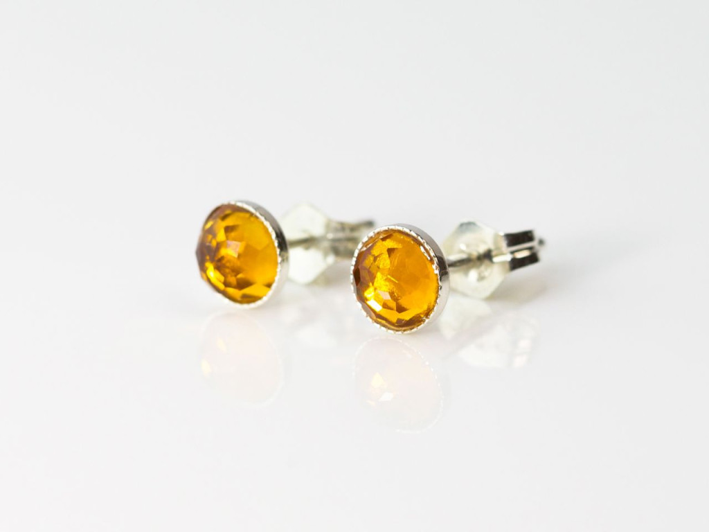 Orangey Yellowy | Sterling Silver ear studs with facetted Citrine (sold out)