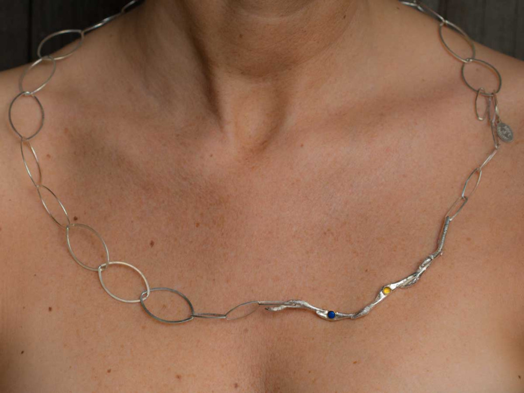 OPAL & CITRIN SILBERZWEIG | Halskette aus 925er Silber