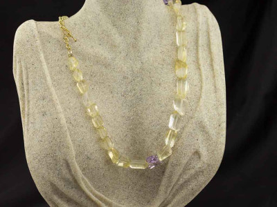 CITRINE FREEFORM CHUNKS | Necklace with Amethyst and Gold vermeil 