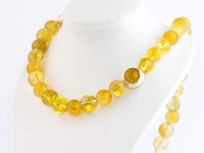 Golden Yellow Citrine Spheres Necklace with Sterling Silver Rings (sold out)