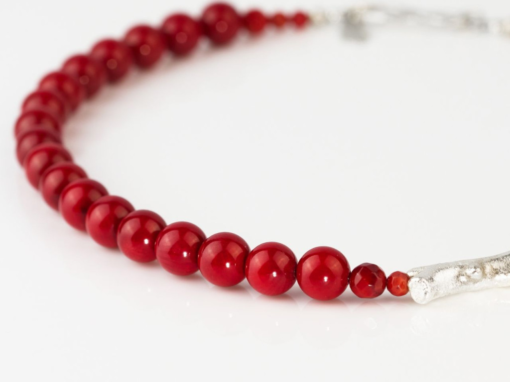 Coral Vermelho | Deep Red Precious Coral necklace with cast Silver branch (sold out)