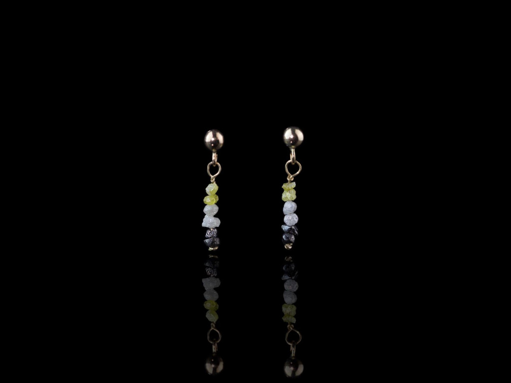 Gold Earrings with Diamonds in three colours | yellow white and black (sold)