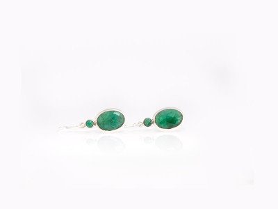 DOUBLE EMERALD | Dangly Sterling Silver earrings (sold out)