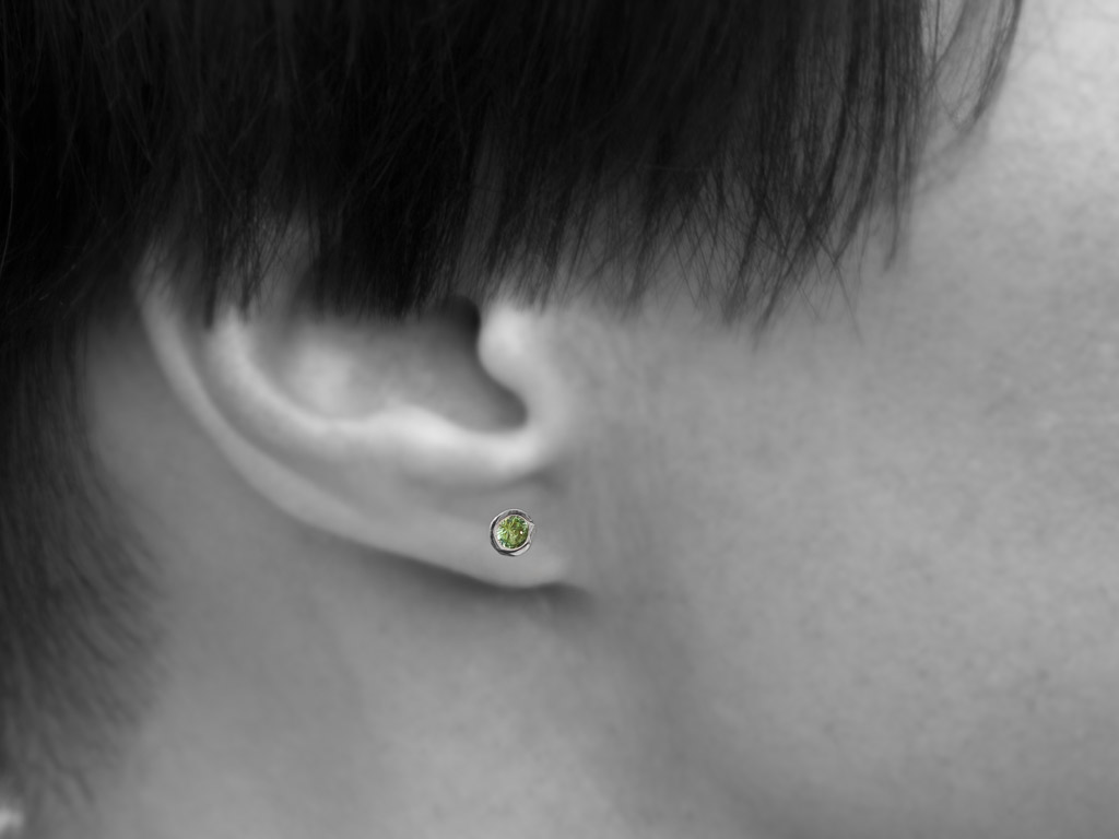 TSAVORITE CONES | Sterling Silver ear studs with green Garnet (sold)