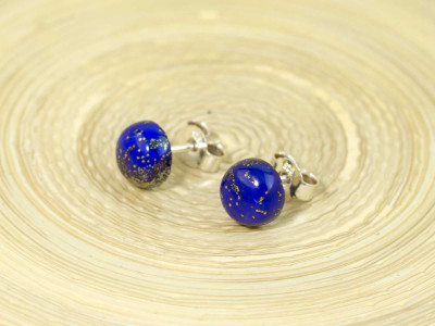 Lapis Lazuli Smooth Cabochons | ear studs in Sterling Silver (sold out)