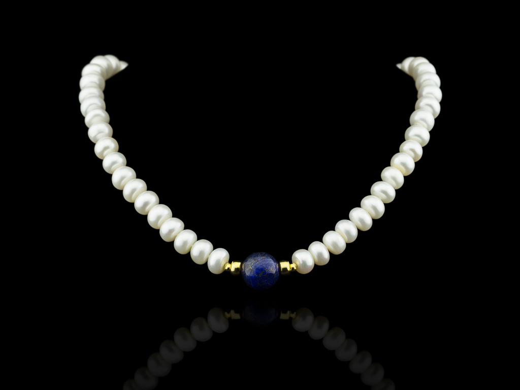 PEARL COLLIER WITH LAPIS LAZULI | Gold vermeil necklace (Sold out)