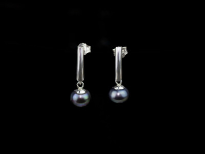 Peacock Pearl earrings with slight arcs in Sterling Silver (sold out)