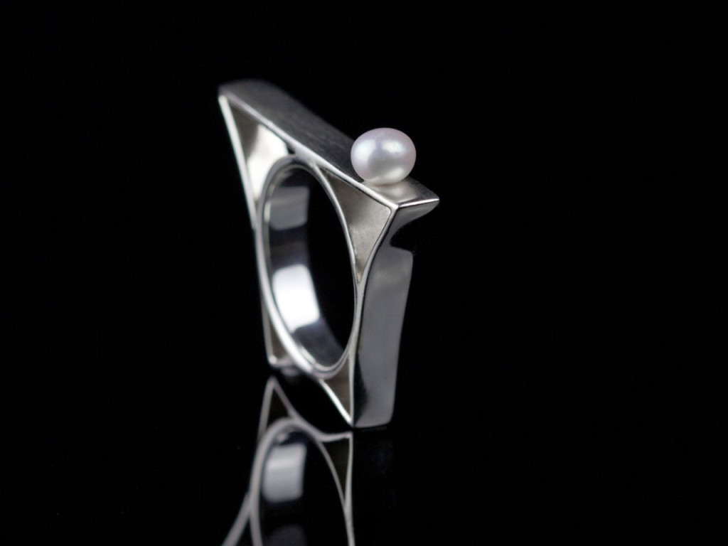 Pearl on the bridge Sterling Silver Ring (sold)