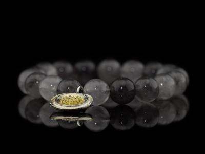 CLOUD SPHERES | Cloudy Quartz bracelet with Silver charm (made to order)