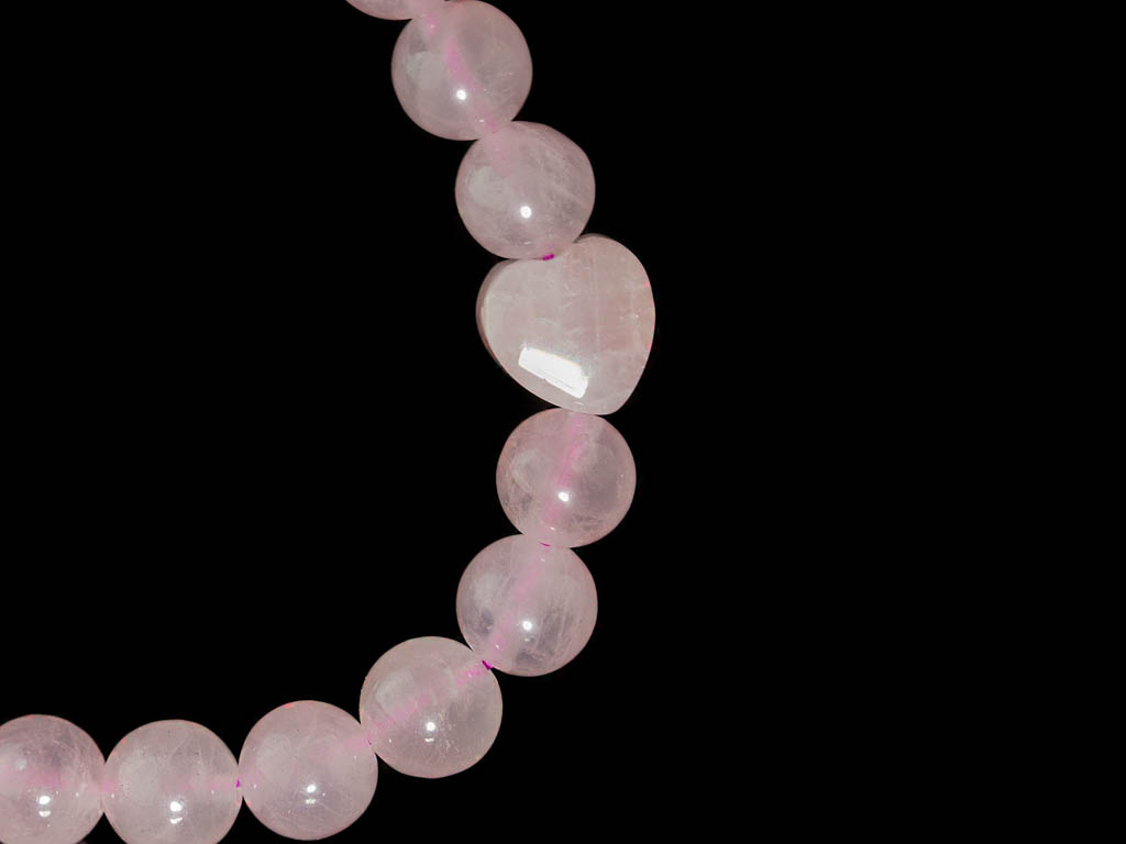 ROSE QUARTZ SPHERES | Bracelet with heart-shaped Crystal (Sold out)