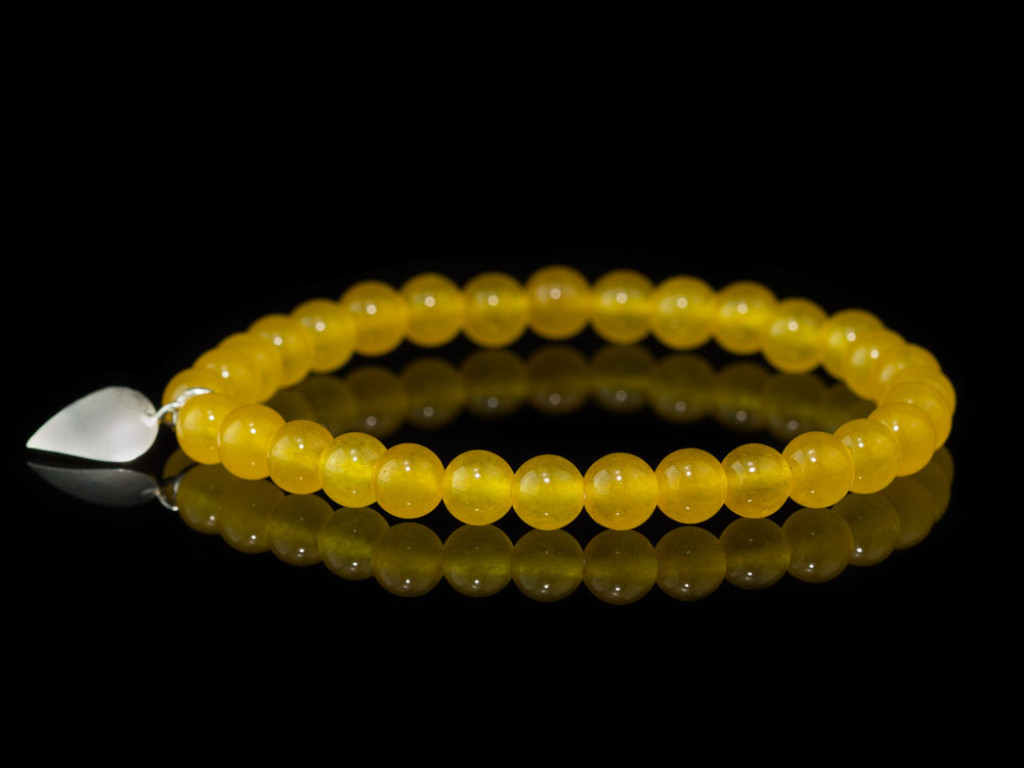 YELLOW QUARTZ SPHERES | Bracelet with Sterling Silver leaf charm (sold out)