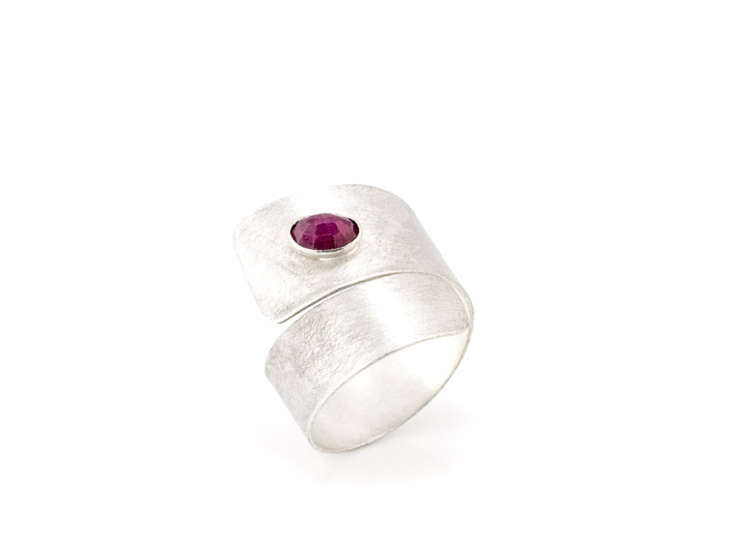 WRAPAROUND RUBY | brushed Sterling Silver ring | adaptable (custom order)