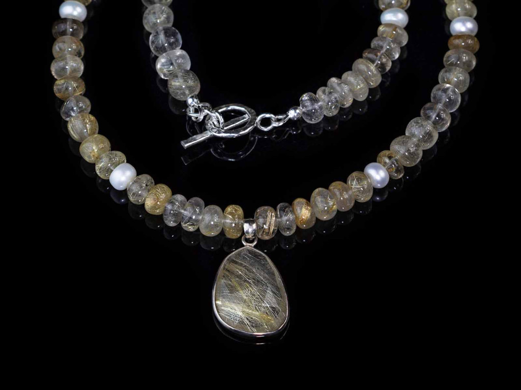 Golden Rutilated Quartz - Venus Hair Necklace | Sterling Silver with Pendant (Sold out)