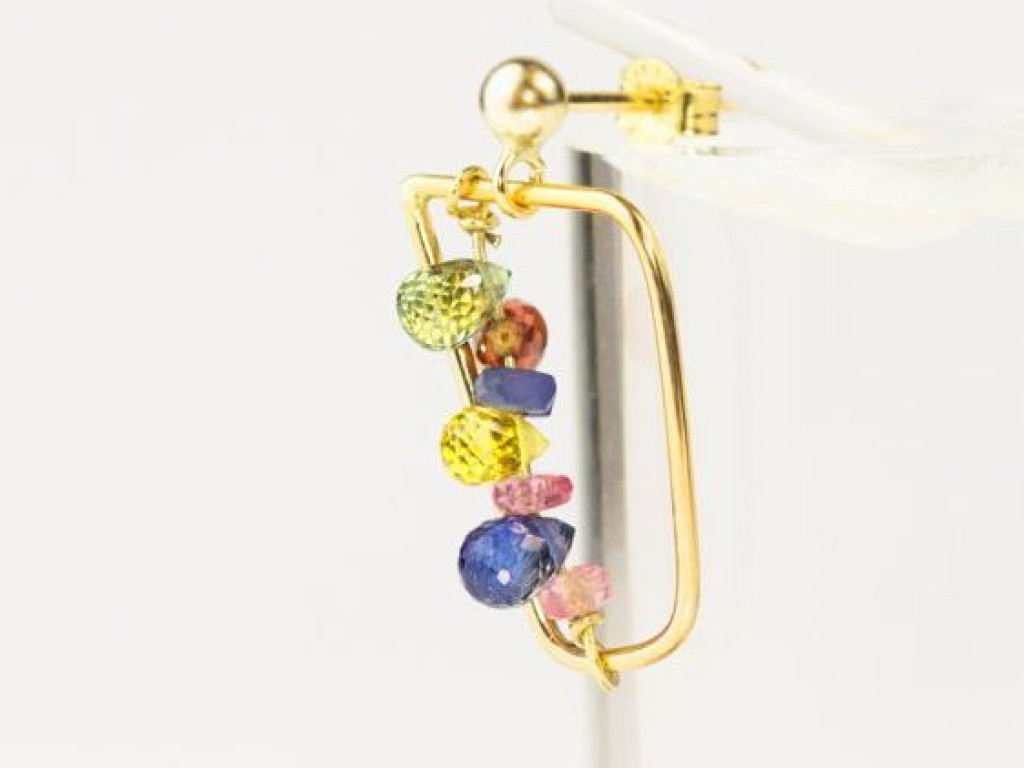 Multi coloured Umba Sapphire | Solid Gold earrings with all shades of the divine gem (sold)