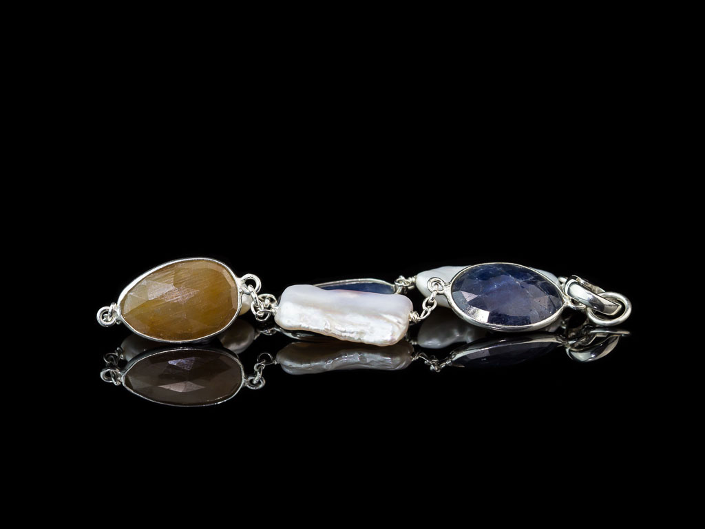 MULTI SAPPHIRE & BIWA PEARLS | Sterling Silver bracelet (sold)