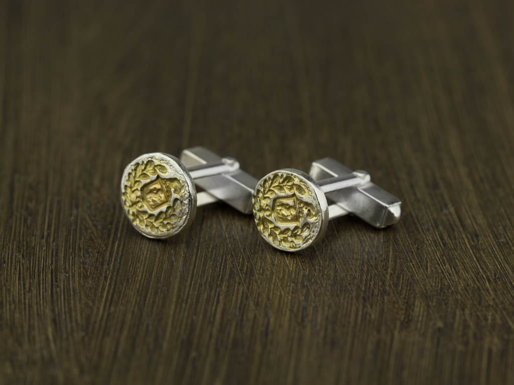 FAMILY CREST | Sterling Silver and 24ct Gold Cufflinks (made to order)