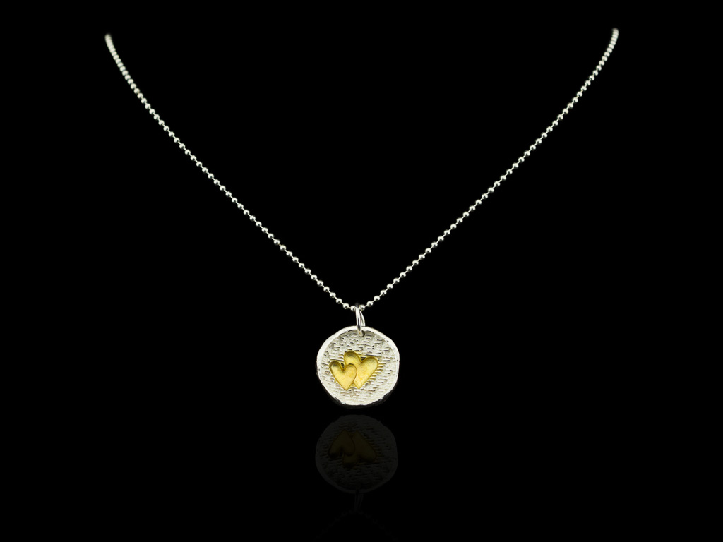 TWO HEARTS | Sterling Silver necklace with Gold