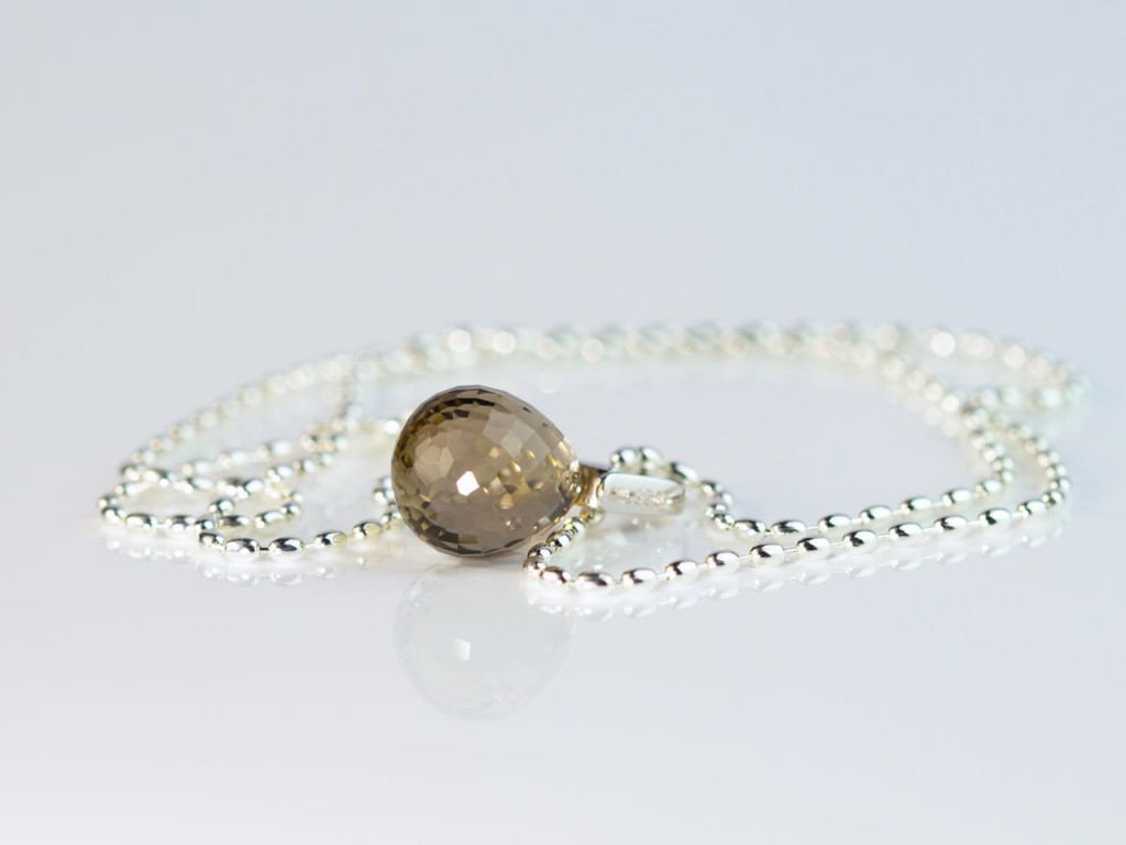 Dark Kristall | Drop shaped Smoky Quartz Sterling Silver necklace
