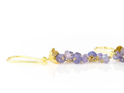 A Bunch Of Tanzanites | dangly earrings in Gold vermeil with flower (made to order)