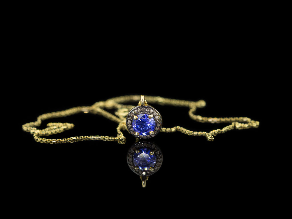 TANZANITE & DIAMONDS | Gold necklace with Silver and Black Rhodium