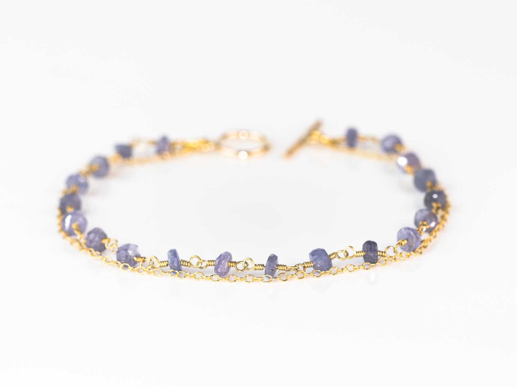 Blue Tanzanite bracelet with Gold chain (sold out)