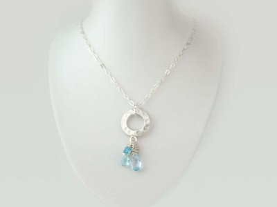 Four Sky Blue Topaz On A Disc | Sterling Silver necklace (Sold out)
