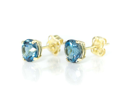 Precious London Blue Topaz ear studs set in nine carat Gold (made to order)