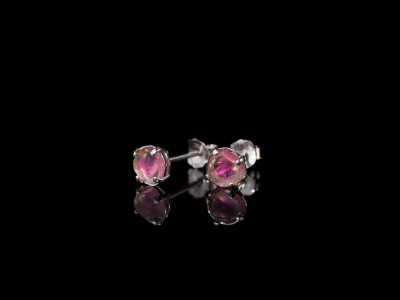 Pink on White Gold Ear Studs | Watermelon Tourmaline set in White Gold (sold out)