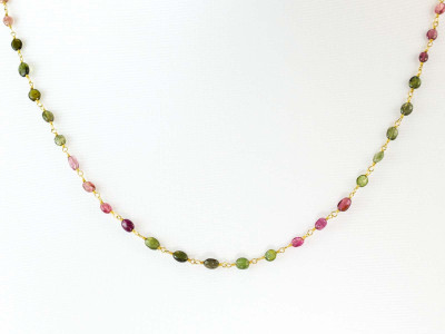 Sweet Colours necklace | Tourmalines in all shades on a golden necklace (made to order)