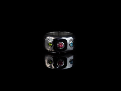 Tourmaline Tricolour Silver Ring | Red Blue Green (sold out)