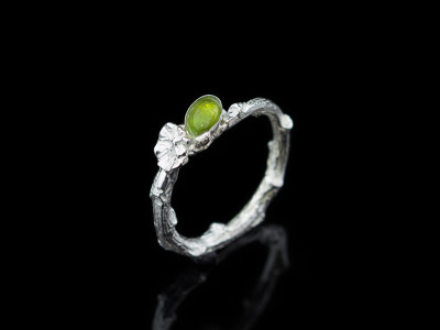 TOURMALINE TWIG WITH FLOWER | Sterling Silver ring (Sold Out)