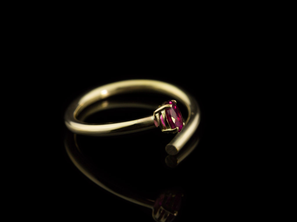 RUBELLITE GOLD | Open ring in solid Gold with Tourmaline (made to order)