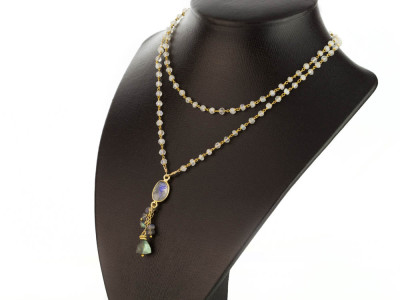 MOON OVER LABRADOR | Necklace from Moonstone with Labradorite | Gold vermeil (Sold Out)
